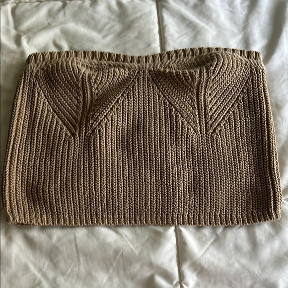 & Other Stories Tan Knit Strapless Top - Picture 2 of 9